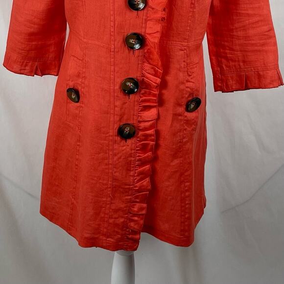Luii Orange Pure Linen Ruffle Coastal Grandma Romantic Jacket NWOT Size S - Picture 4 of 12